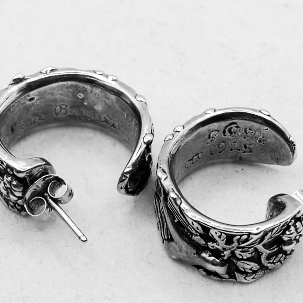Andrea Barnett Signed & Numbered Sterling Silver C Hoop Post Earrings RARE - Picture 9 of 16